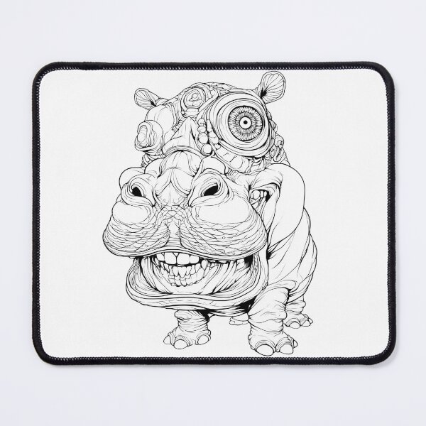 Item preview, Surreal Hippo Line Art Illustration designed and sold by SiralyInk.