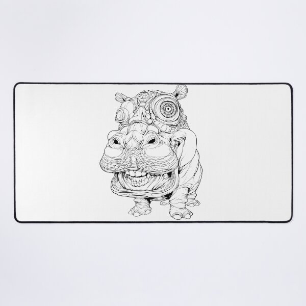 Item preview, Surreal Hippo Line Art Illustration designed and sold by SiralyInk.