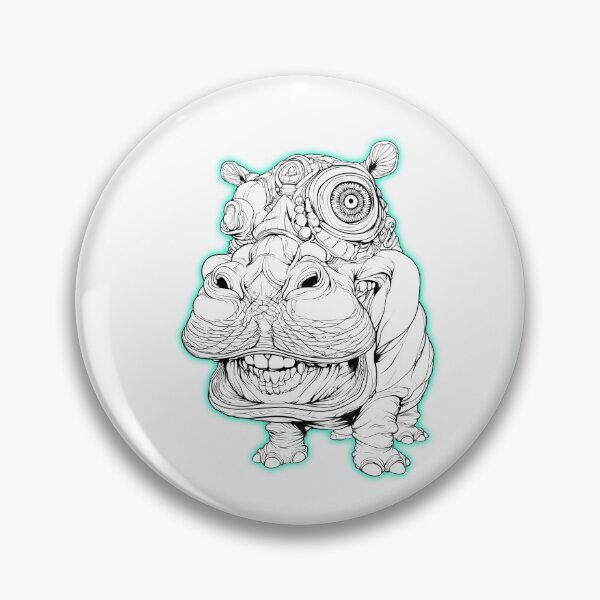 Item preview, Neon Surreal Hippo Line Art Illustration designed and sold by SiralyInk.