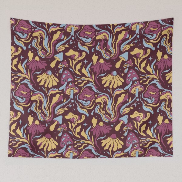 Item preview, Psychedelic Flowers, Magic Mushrooms, and Retro 70s Swirls designed and sold by Pattique.