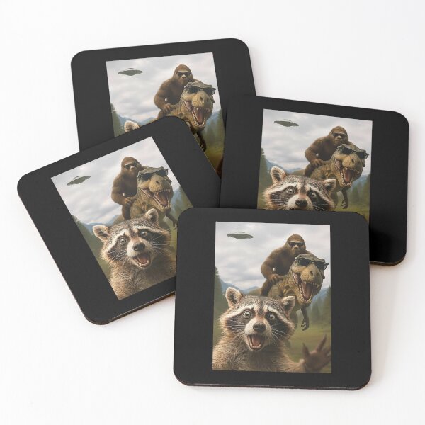 Item preview, Raccoon Selfie with Bigfoot T Rex UFO Funny designed and sold by suhairee-studio.