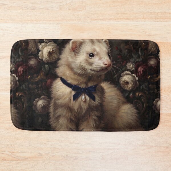 Item preview, Majestic Ferret with Blue Ribbon Oil Painting designed and sold by Real Beast Art.