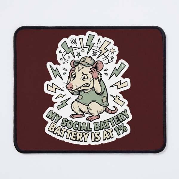 Item preview, Social Battery at 1% Funny Stressed Opossum Introvert Anxiety Graphic Tee designed and sold by Eidos [][][] ~εἶδος~.
