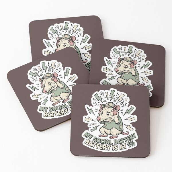 Item preview, Social Battery at 1% Funny Stressed Opossum Introvert Anxiety Graphic Tee designed and sold by Eidos [][][] ~εἶδος~.