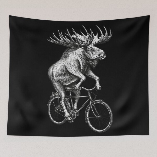 Item preview, Moose on Bicycle Funny Animal, Vintage Outdoor designed and sold by Cchotlan.