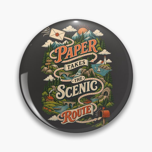 Item preview, Paper Takes the Scenic Route – Funny Snail Mail & Pen Pal Design designed and sold by Golden Era Studio.