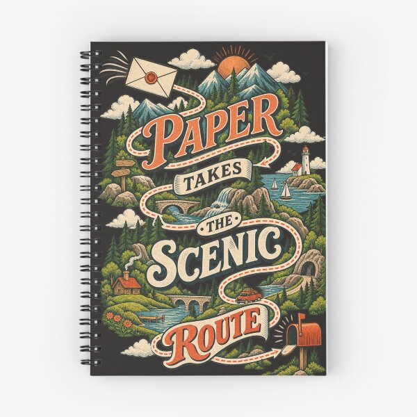 Item preview, Paper Takes the Scenic Route – Funny Snail Mail & Pen Pal Design designed and sold by Golden Era Studio.