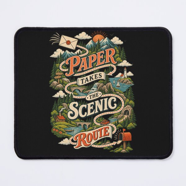 Item preview, Paper Takes the Scenic Route – Funny Snail Mail & Pen Pal Design designed and sold by Golden Era Studio.