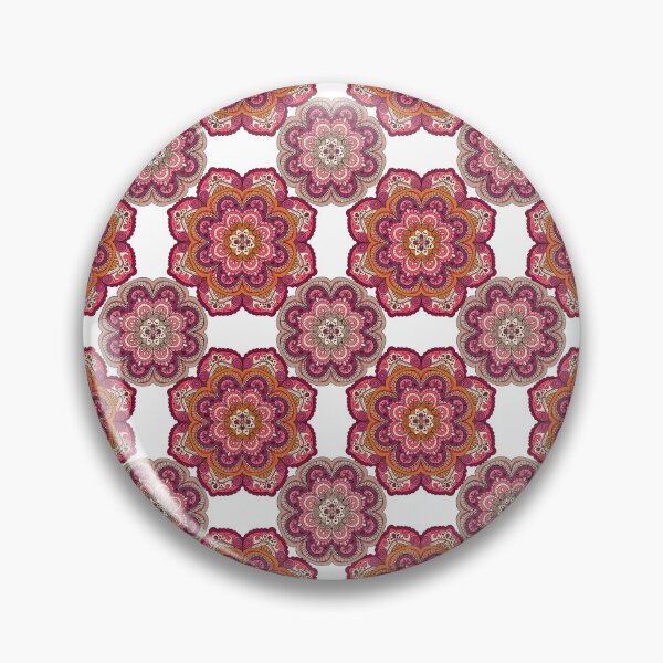 Item preview, Boho Floral Mandala Pattern – Pink & Coral Ornamental Folk Art designed and sold by Mousy17.