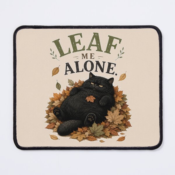 Item preview, Leaf Me Alone | Grumpy Fat Cat Lying in Autumn Leaves designed and sold by UUniqueIImprint.