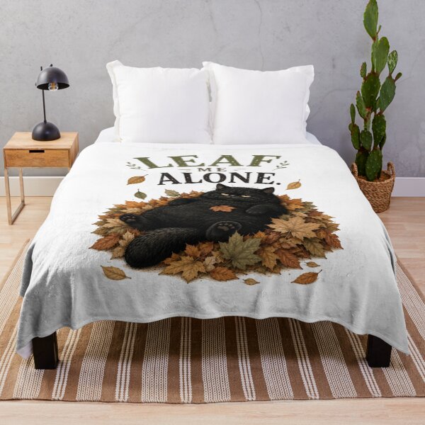 Item preview, Leaf Me Alone | Grumpy Fat Cat Lying in Autumn Leaves designed and sold by UUniqueIImprint.