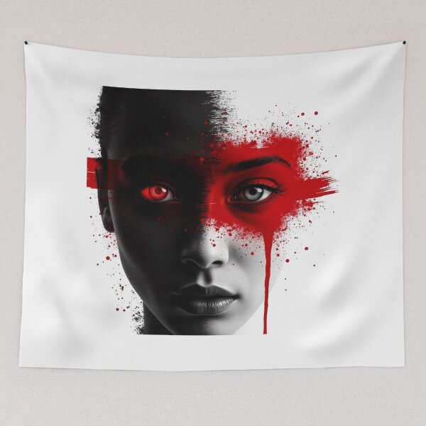 Item preview, Crimson Duality – Abstract Female Portrait designed and sold by EleganceStudio.