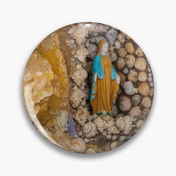 Item preview, Virgin Mary Statue in Shell Grotto Shrine Set into Weathered Stone Niche designed and sold by Nmallia.