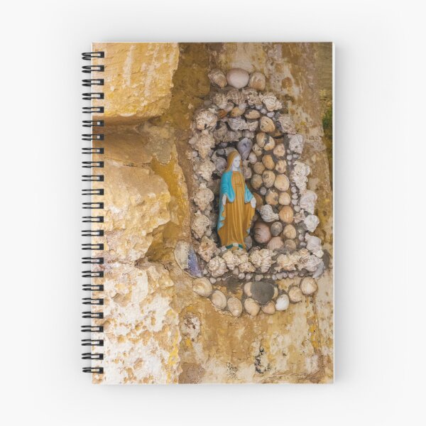 Item preview, Virgin Mary Statue in Shell Grotto Shrine Set into Weathered Stone Niche designed and sold by Nmallia.