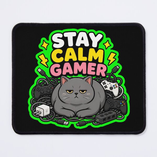 Item preview, Stay Calm Gamer Funny Cat With Video Game Controllers designed and sold by Cat Meme Fund.
