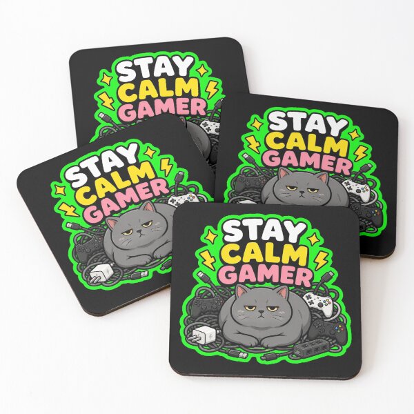 Item preview, Stay Calm Gamer Funny Cat With Video Game Controllers designed and sold by Cat Meme Fund.