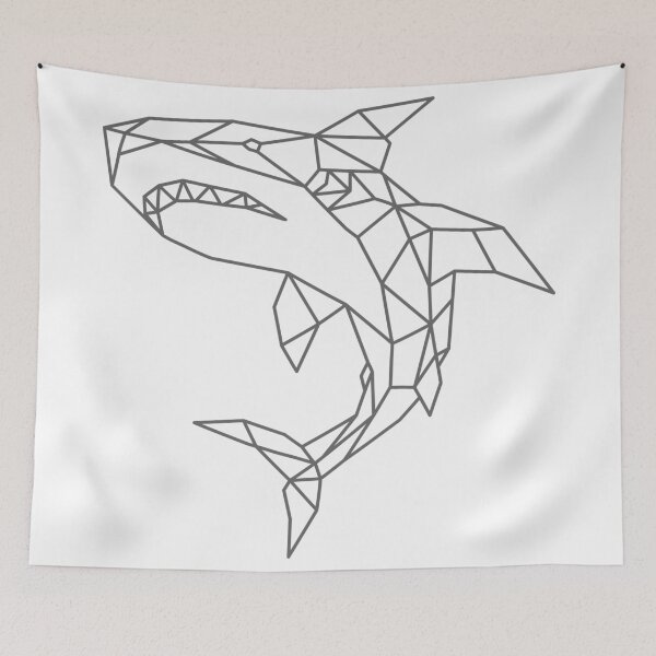 Item preview, Geometric Shark | Minimalist Ocean Predator Line Art designed and sold by HexVoid.