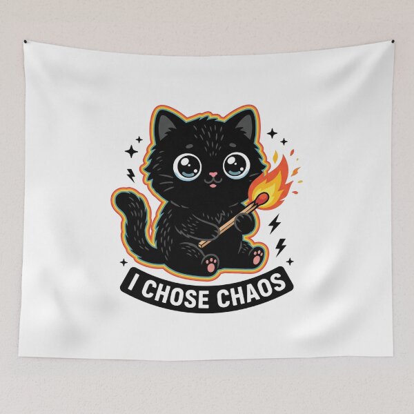Item preview, I Chose Chaos Cute Fluffy Black Cat Funny Sarcastic Graphic Shirt designed and sold by Eidos [][][] ~εἶδος~.