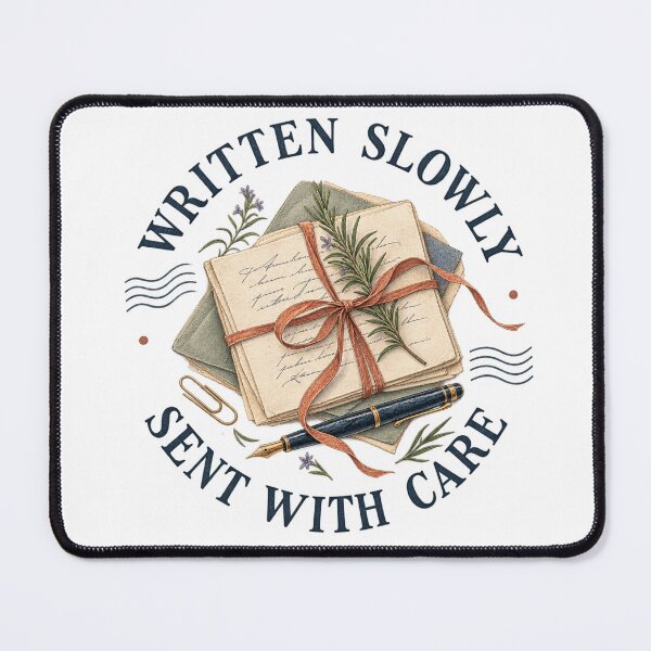 Item preview, Written Slowly Sent With Care – Slow Living Letter Writing Design designed and sold by Golden Era Studio.