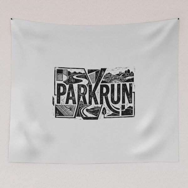 Item preview, Parkrun Landscape Running Woodcut Linocut Art 5k Runner Gift designed and sold by KiwiRider.