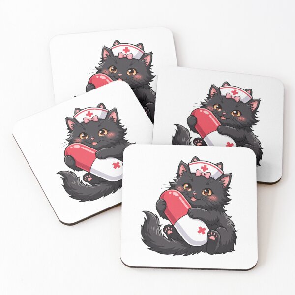 Item preview, Cute Kawaii Black Cat Nurse Medical Pill Bottle Veterinary Aesthetic designed and sold by Animer-art1.