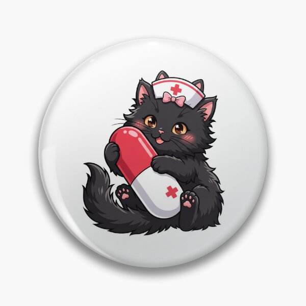 Item preview, Cute Kawaii Black Cat Nurse Medical Pill Bottle Veterinary Aesthetic designed and sold by Animer-art1.