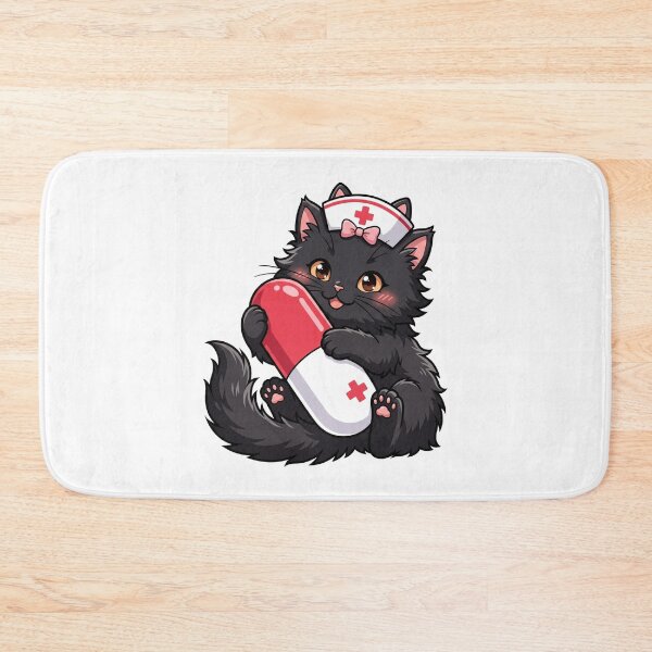 Item preview, Cute Kawaii Black Cat Nurse Medical Pill Bottle Veterinary Aesthetic designed and sold by Animer-art1.