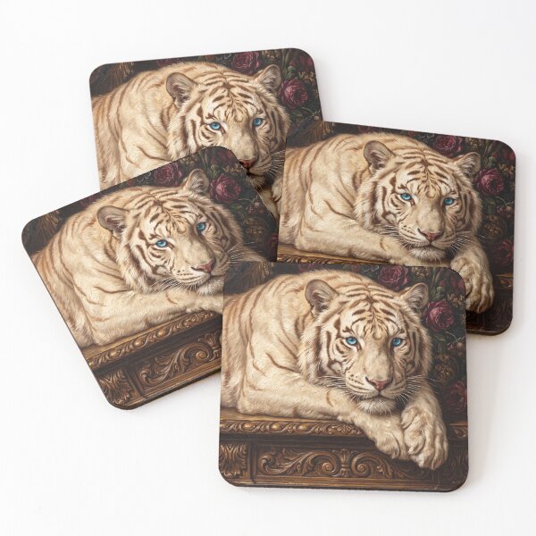 Item preview, Majestic Tiger Resting on Carved Wood Painting designed and sold by Real Beast Art.