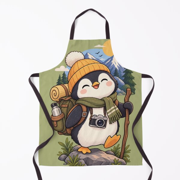 Item preview, Cute Penguin Mountain Adventure – Cozy Hiking Illustration designed and sold by LmonioressXxx.