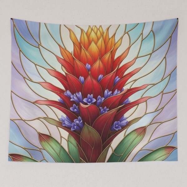 Item preview, Bromeliad Tropical Plant Stained Glass Illustration designed and sold by Exquisite Design Studio „Paculówka”.
