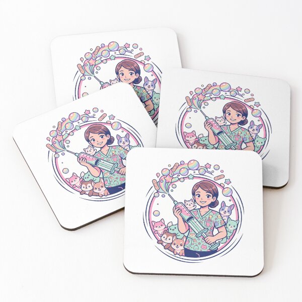 Item preview, Pediatric Nurse Kawaii Syringe Rainbow Bubbles Cute Animals Aesthetic designed and sold by Animer-art1.