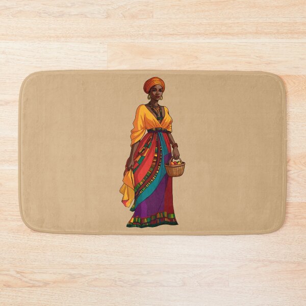 Item preview, African Woman in Traditional Dress with Fruit Basket designed and sold by MammothArt.