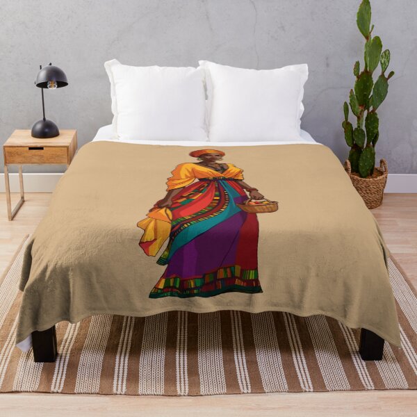 Item preview, African Woman in Traditional Dress with Fruit Basket designed and sold by MammothArt.