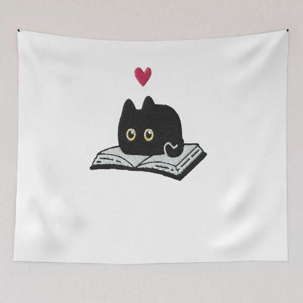Item preview, Black Cat Reading Book Embroidery Shirt designed and sold by KiblyTees.