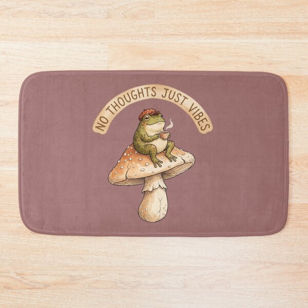 Item preview, No Thoughts Just Vibes Cute Frog on Mushroom Cottagecore Aesthetic T-Shirt designed and sold by Eidos [][][] ~εἶδος~.