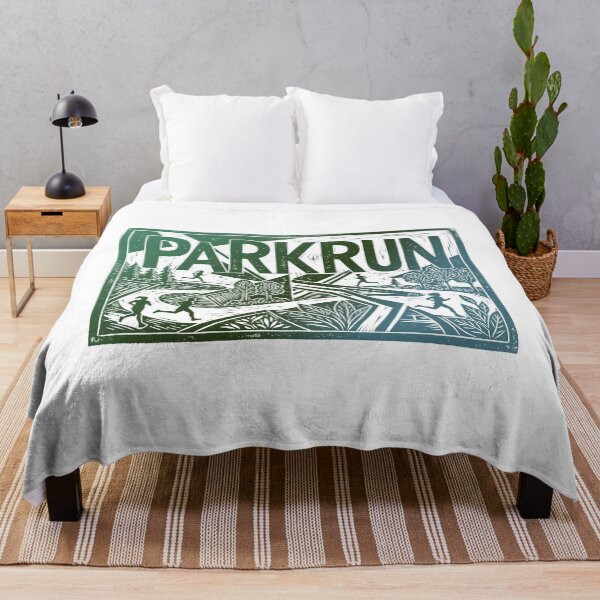 Item preview, Parkrun 5k Runners Green Forest Trail Woodcut Linocut Art Gift designed and sold by KiwiRider.