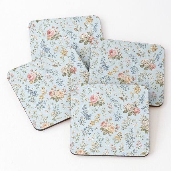 Item preview, Vintage Floral Toss on Blue Background designed and sold by Vintage-Lady65.