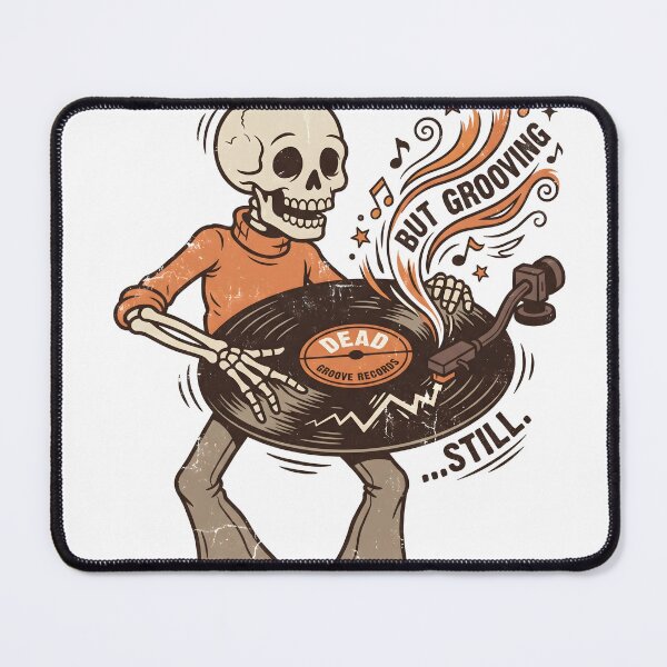 Item preview, Skeleton DJ Scratching Vinyl Record Dead Still But Grooving Retro designed and sold by MisteryDesigner.