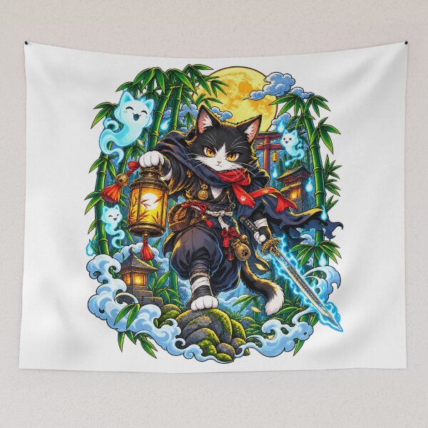 Item preview, Demon Hunter Samurai Cat Warrior designed and sold by WelLarsDigitals.