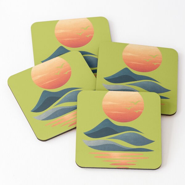 Item preview, Minimal Sunset Mountain Lake – Retro Nature Landscape designed and sold by LmonioressXxx.