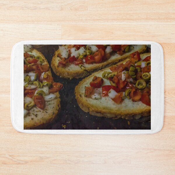 Item preview, Bruschetta With Tomato, Olive And Onion On Toasted Rustic Bread Mediterranean Appetizer designed and sold by Nmallia.