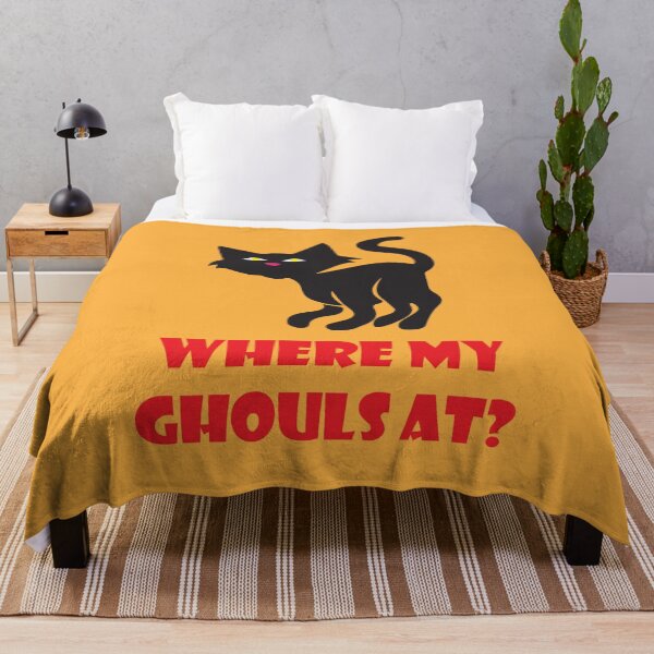 Item preview, Where My Ghouls At? Funny Halloween Black Cat designed and sold by ToluaPrints.
