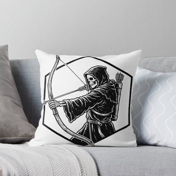 Item preview, Skeleton Archer Drawing Bow Quiver Hexagon Frame Gothic Heavy Ink designed and sold by MisteryDesigner.