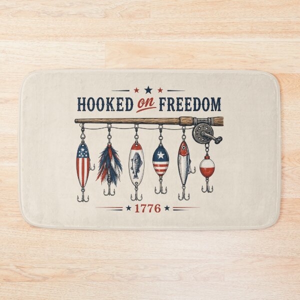 Item preview, Hooked on Freedom Fishing Patriotic USA Bass Fishing, 4th of July Fisherman Gift designed and sold by Cchotlan.