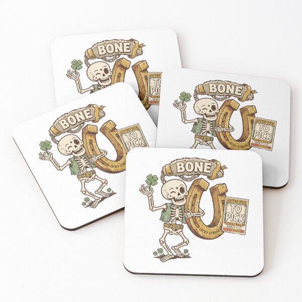 Item preview, Skeleton Four Leaf Clover Horseshoe Lottery Ticket Bone To Pick Retro Graphic designed and sold by MisteryDesigner.
