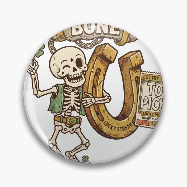 Item preview, Skeleton Four Leaf Clover Horseshoe Lottery Ticket Bone To Pick Retro Graphic designed and sold by MisteryDesigner.