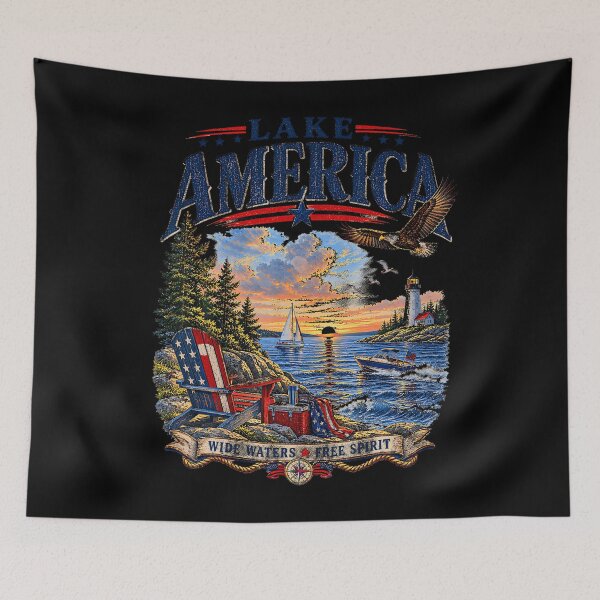 Item preview, Lake America USA Patriotic Lake Life Design designed and sold by Khescoiu.