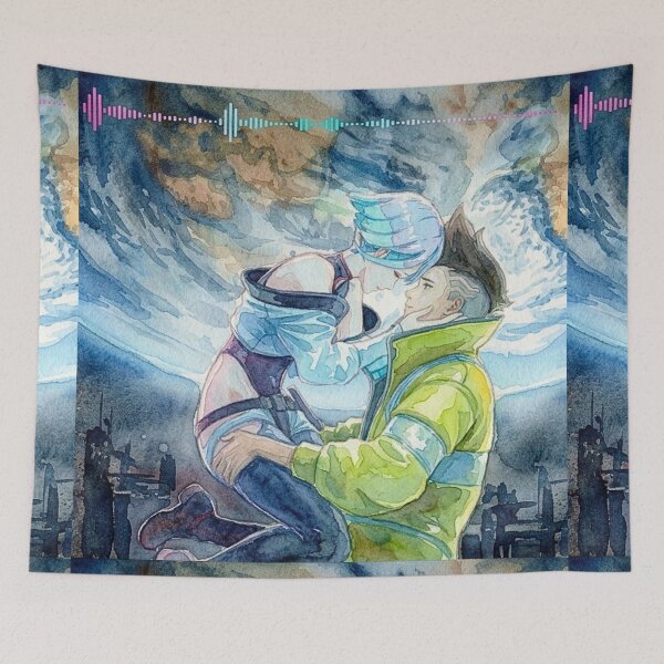 Item preview, Cyberpunk Edgerunners - Lucy & David Watercolor designed and sold by Cozy Moss Studio.