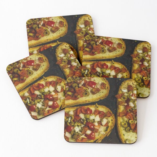 Item preview, Bruschetta With Tomato, Olive And Onion On Toasted Rustic Bread Mediterranean Appetizer designed and sold by Nmallia.