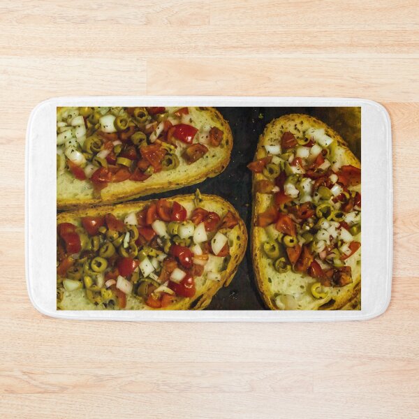Item preview, Bruschetta With Tomato, Olive And Onion On Toasted Rustic Bread Mediterranean Appetizer designed and sold by Nmallia.
